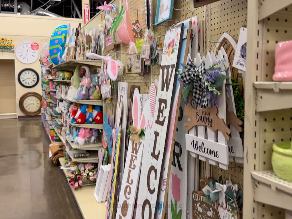 Easter decor aisle at basket market