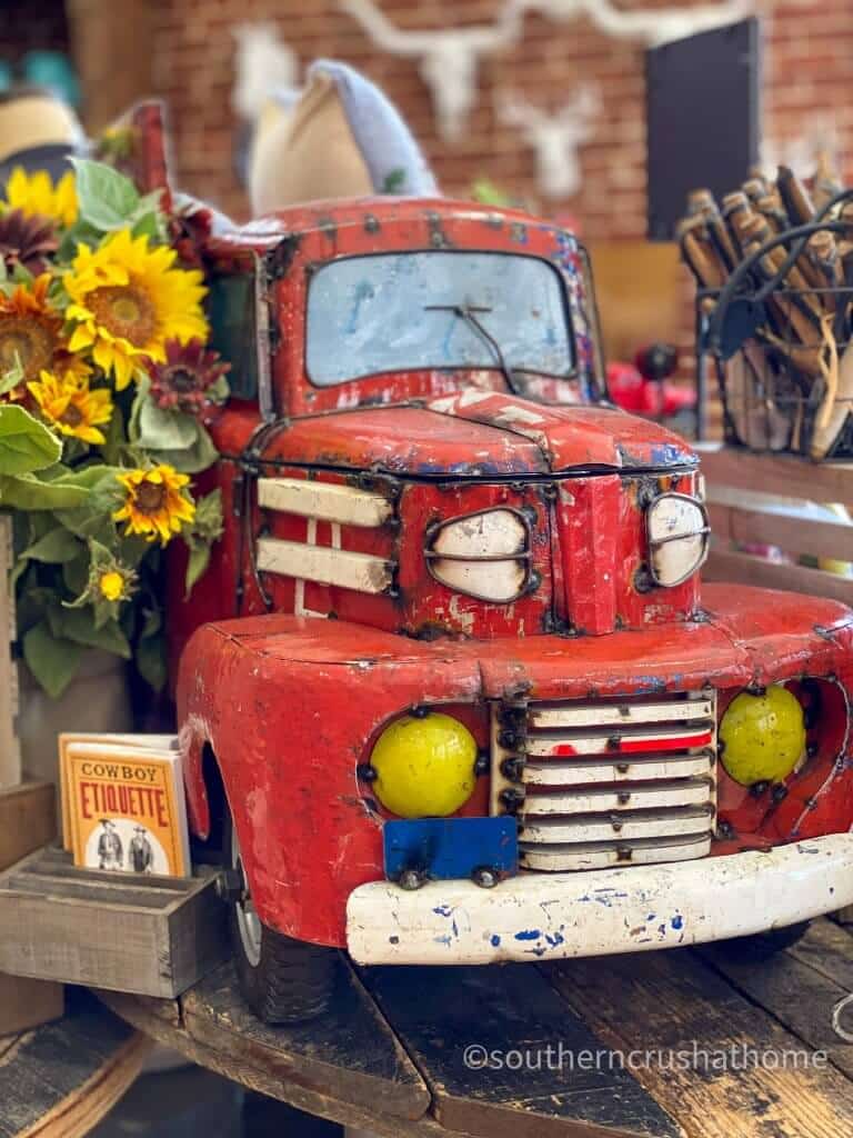 vintage red truck decor