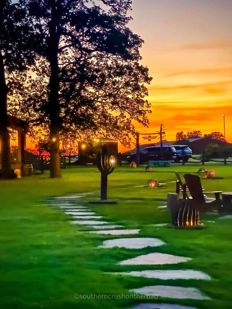 sunset at the wander inn in round top texas