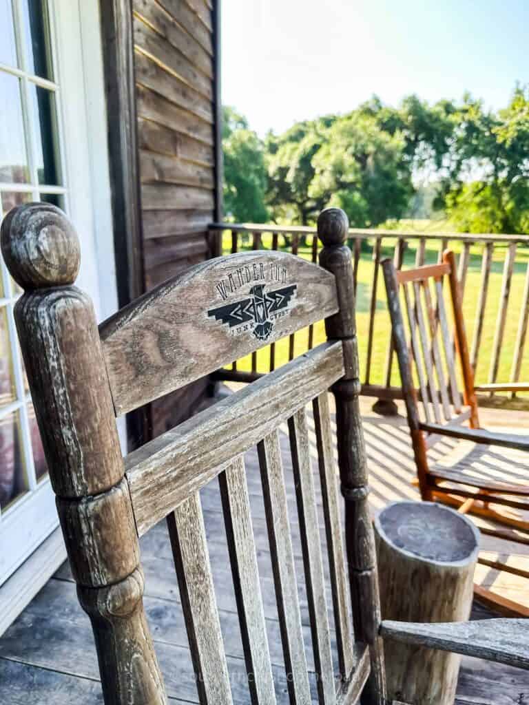 rocking chairs on back porch at wander inn