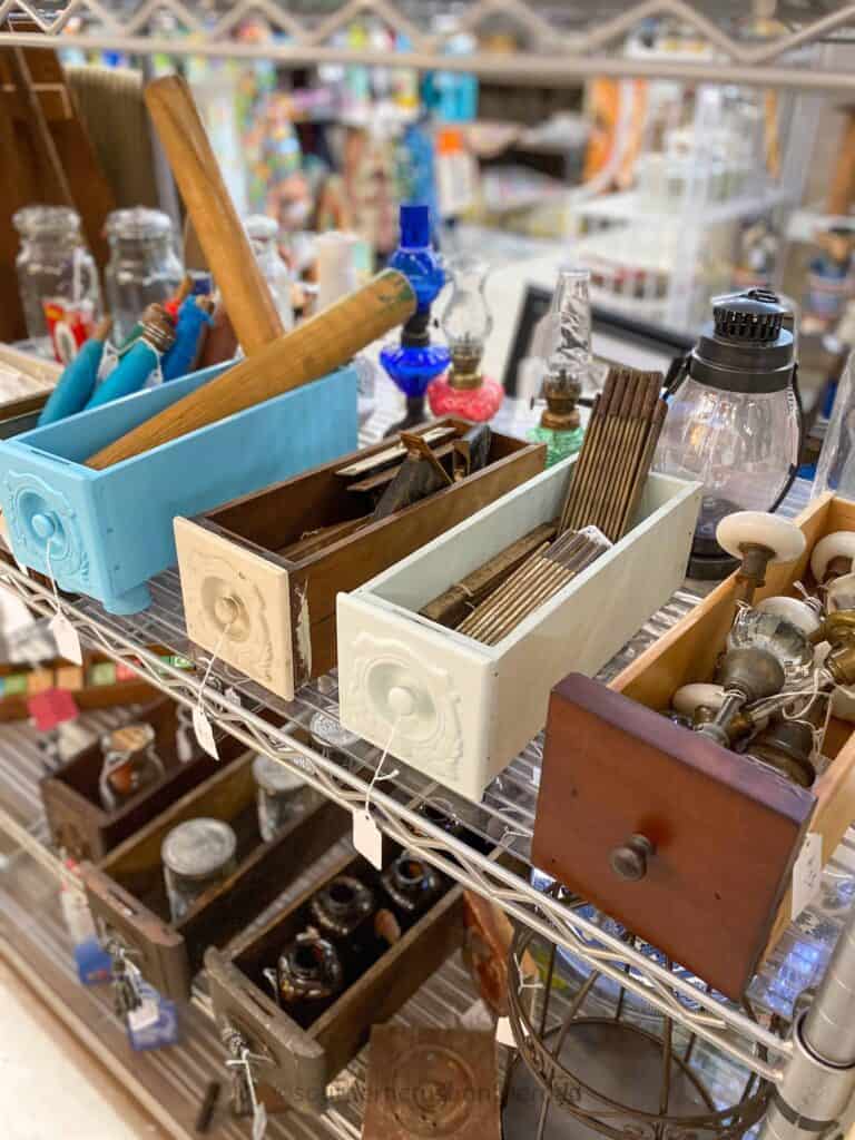 vintage sewing drawers