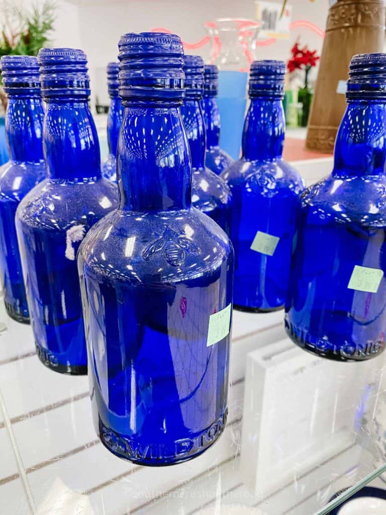 blue glass bottles